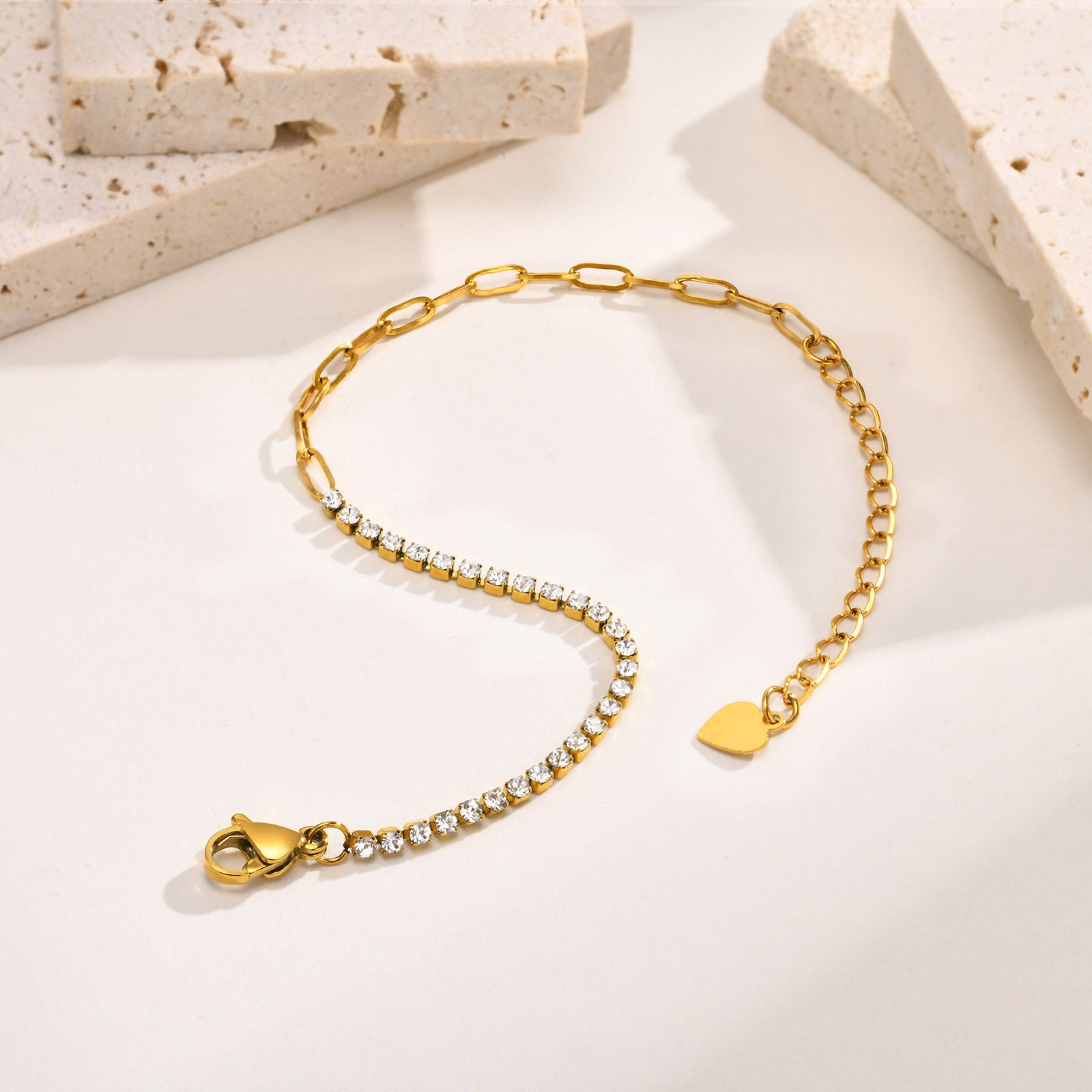 Wholesale Stainless Steel Gold Zircon Bracelet Bangle For Women Everyday Jewelry Accessory For Boutique Resale