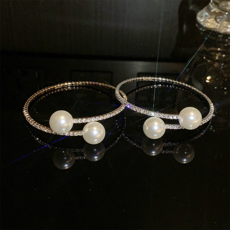 Wholesale Alloy Electroplated Bracelet with Multiple Rows of Ring Opening Rhinestones Layered Bracelet Set ACC-BT-Miaosi002