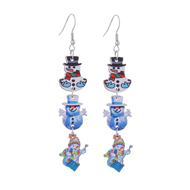 Wholesale Christmas Tree Hat Bell Ear Snowman Earrings ACC-ES-CT035