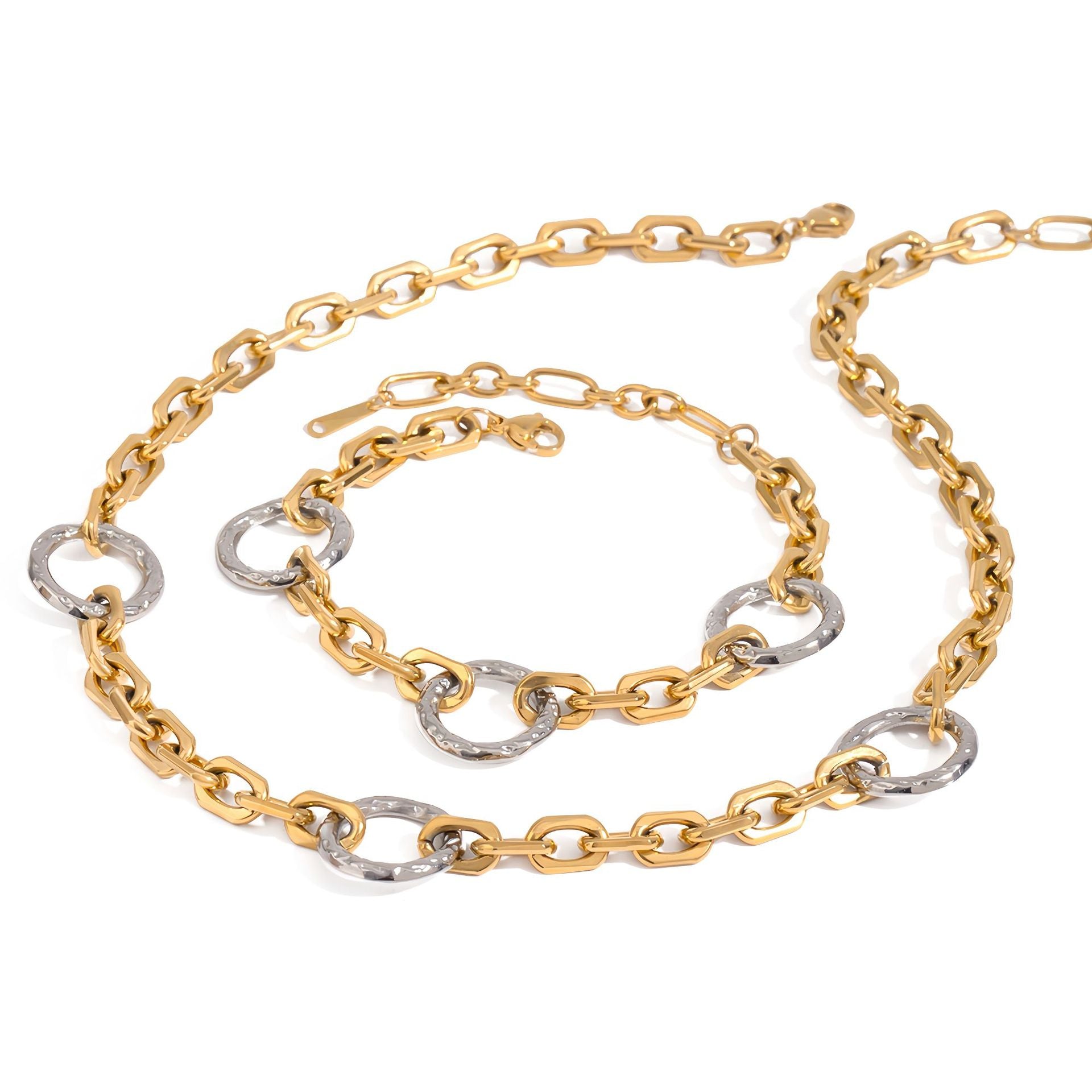 Wholesale 18k gold stainless steel gold and silver color necklace