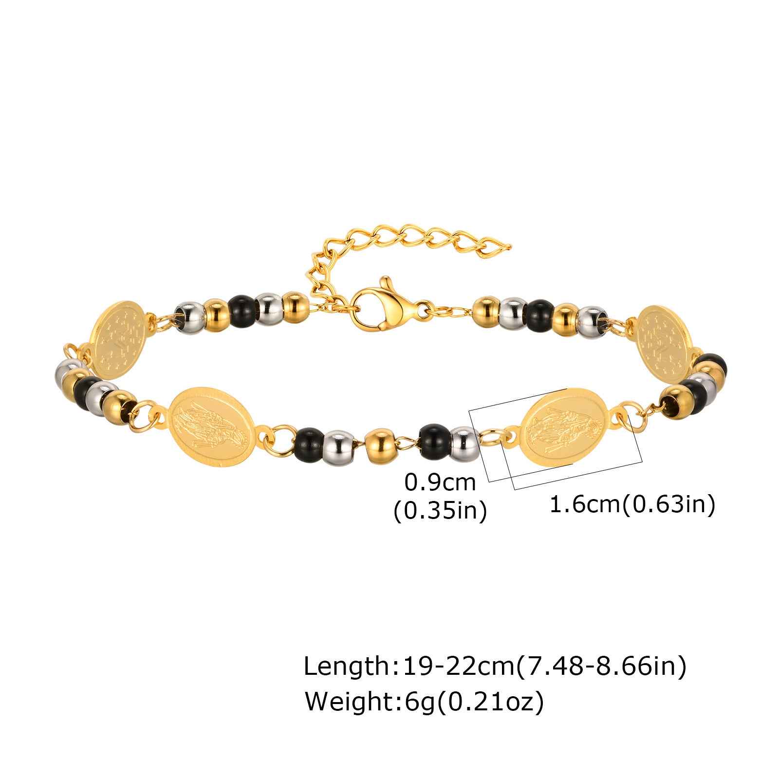 Wholesale Chic Gold Tone Stainless Steel Round Bead Bracelet For Women Everyday Fashion Accessory