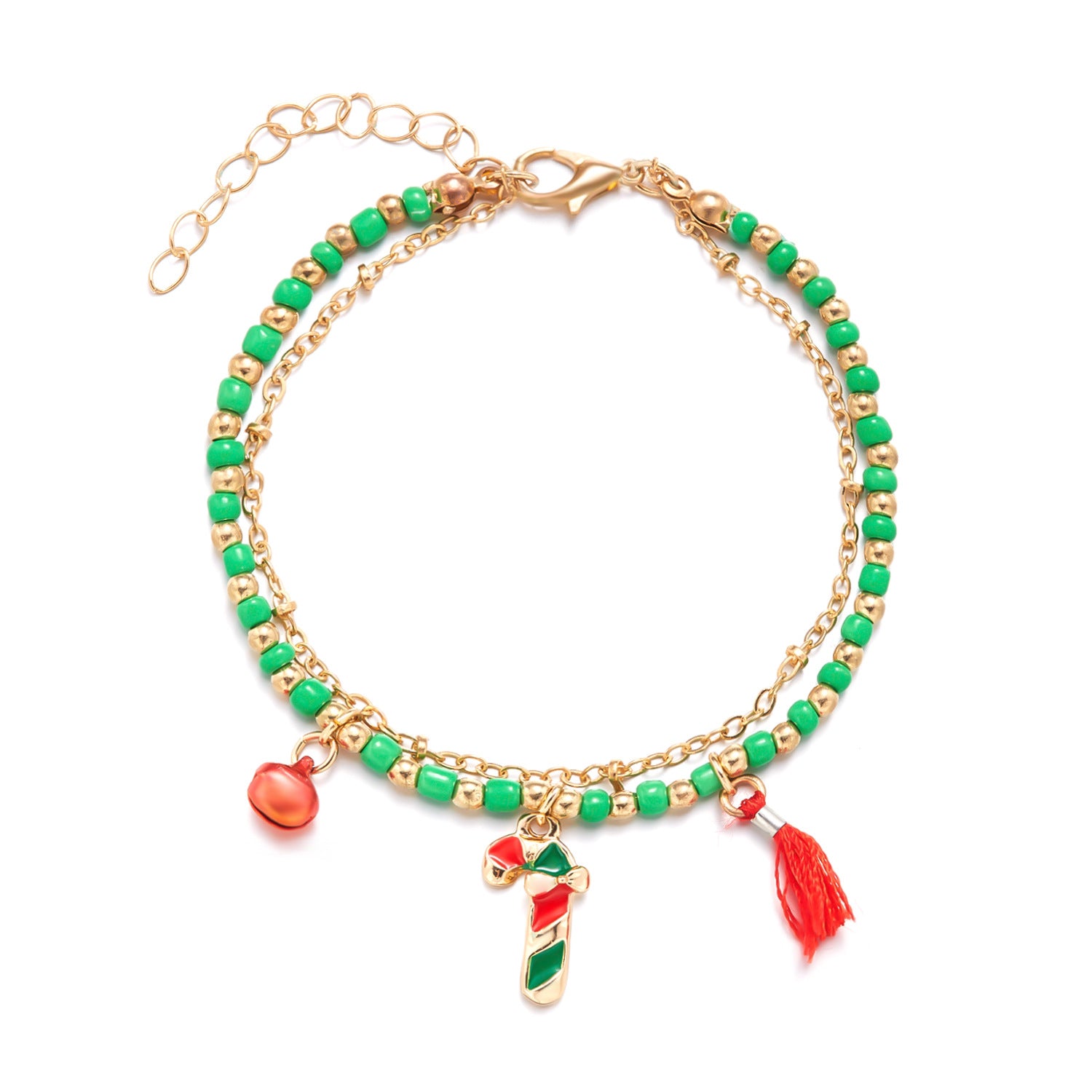 Wholesale Christmas snowman bell tassel double-layer bracelet