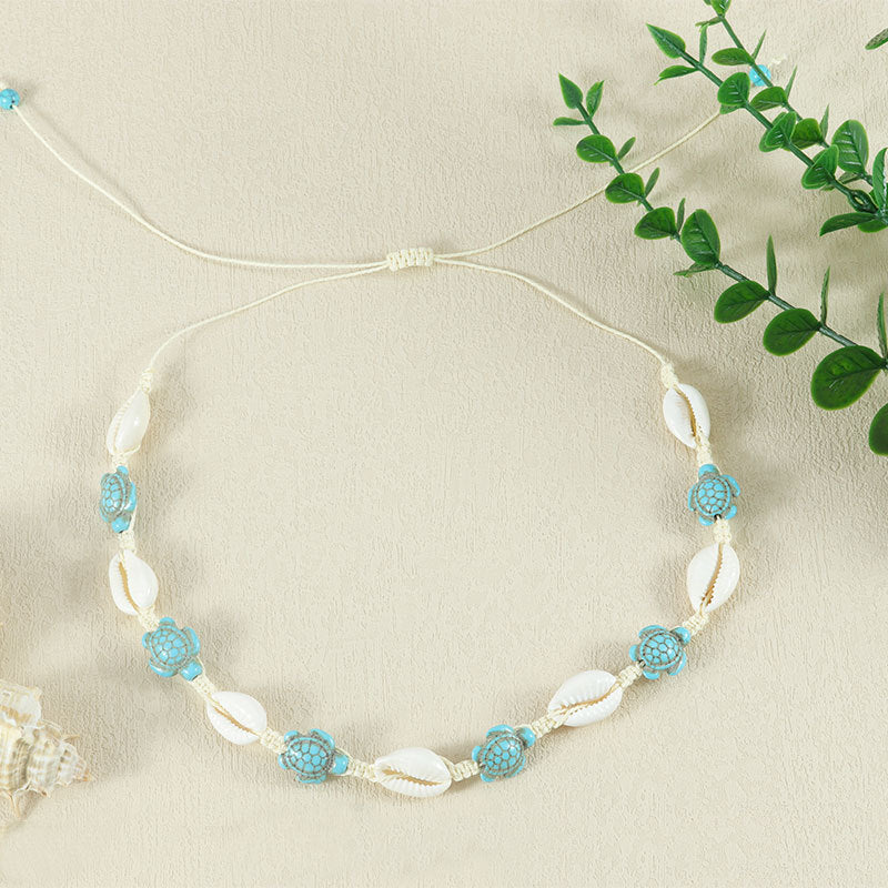 Wholesale  bohemian style natural shell starfish handmade woven bracelet