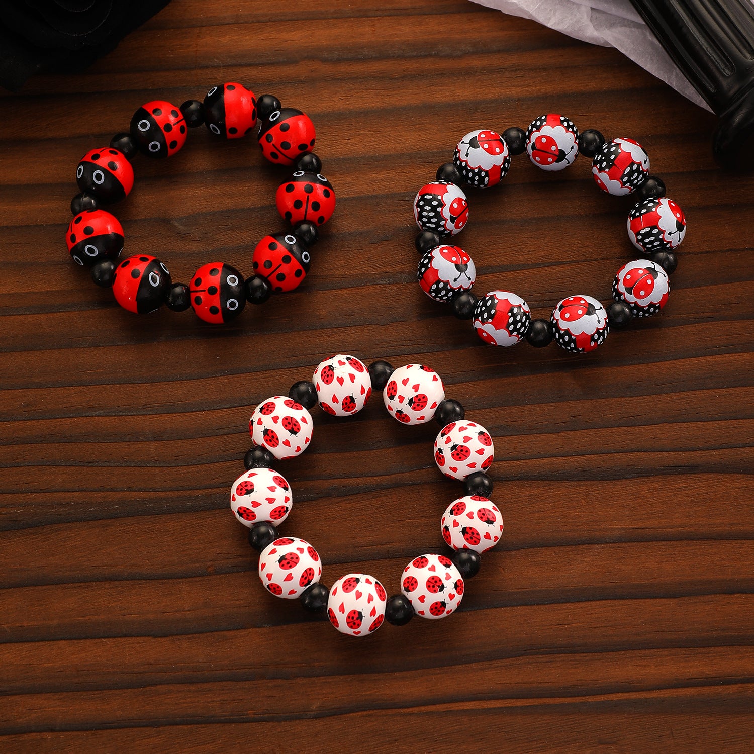 Wholesale Wood Beaded Bracelet with Pumpkin and  Print  Festival Jewelry Accessory