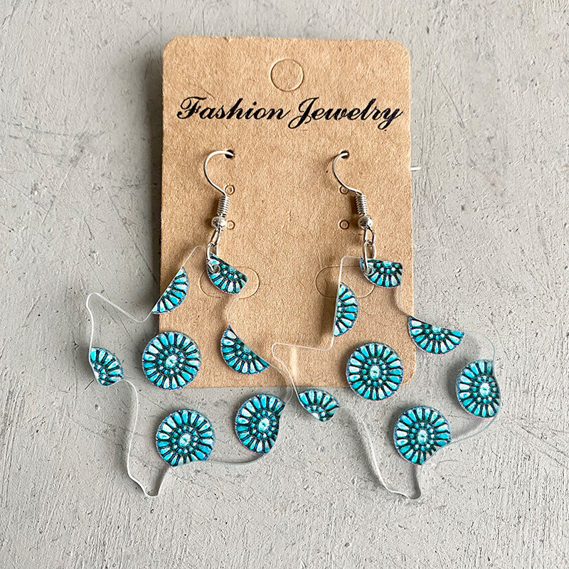 Wholesale USA Texas Map Sunflower Cactus Print Western Style Acrylic Earrings
