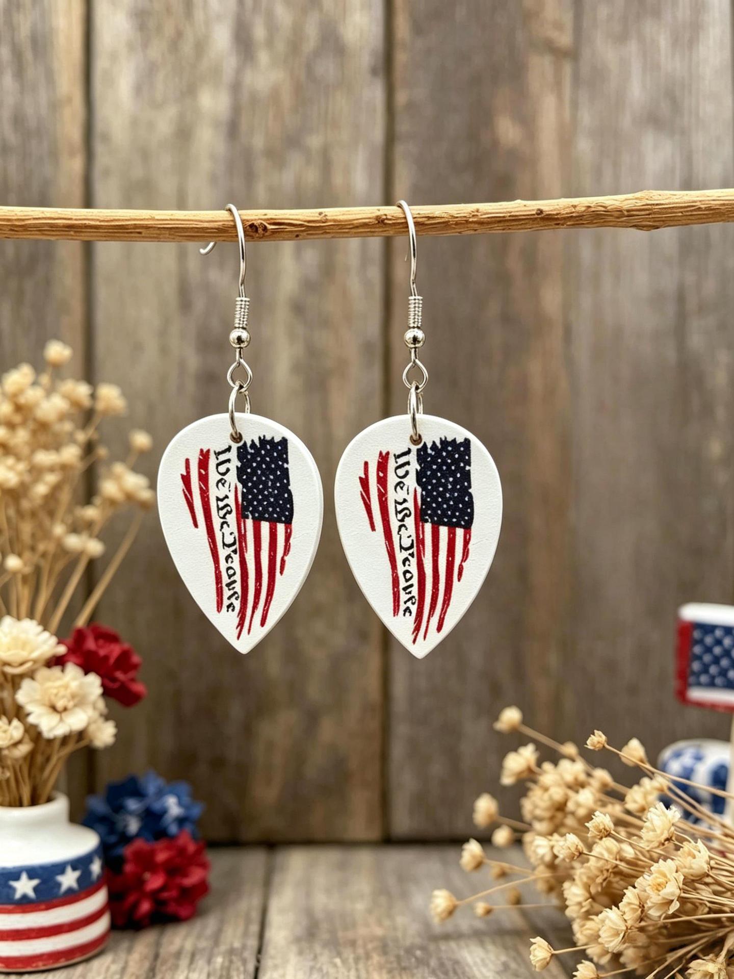 Wholesale American Flag Fireworks Acrylic Drop Earrings for Women Party Fashion Accessory