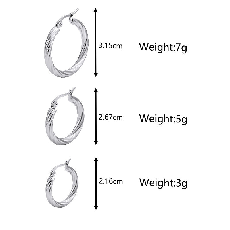 Wholesale Stainless Steel Gold Earrings Retro Round Twill Women' s Jewelry Accessory
