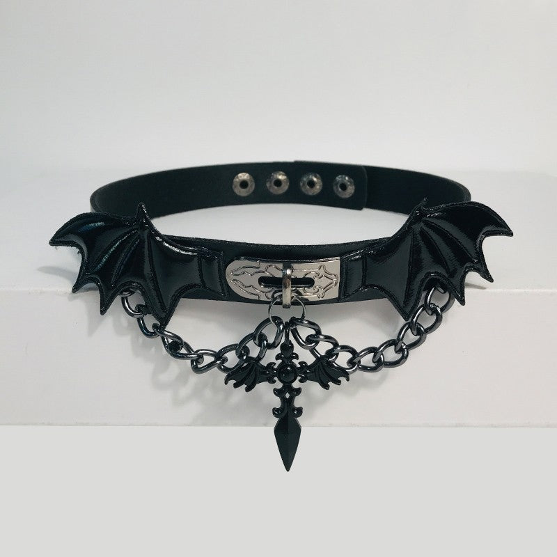 Wholesale Mixed Material Black Gothic Lolita Choker Necklace Cross  Design  Y2K Fashion Jewelry Accessory For Women