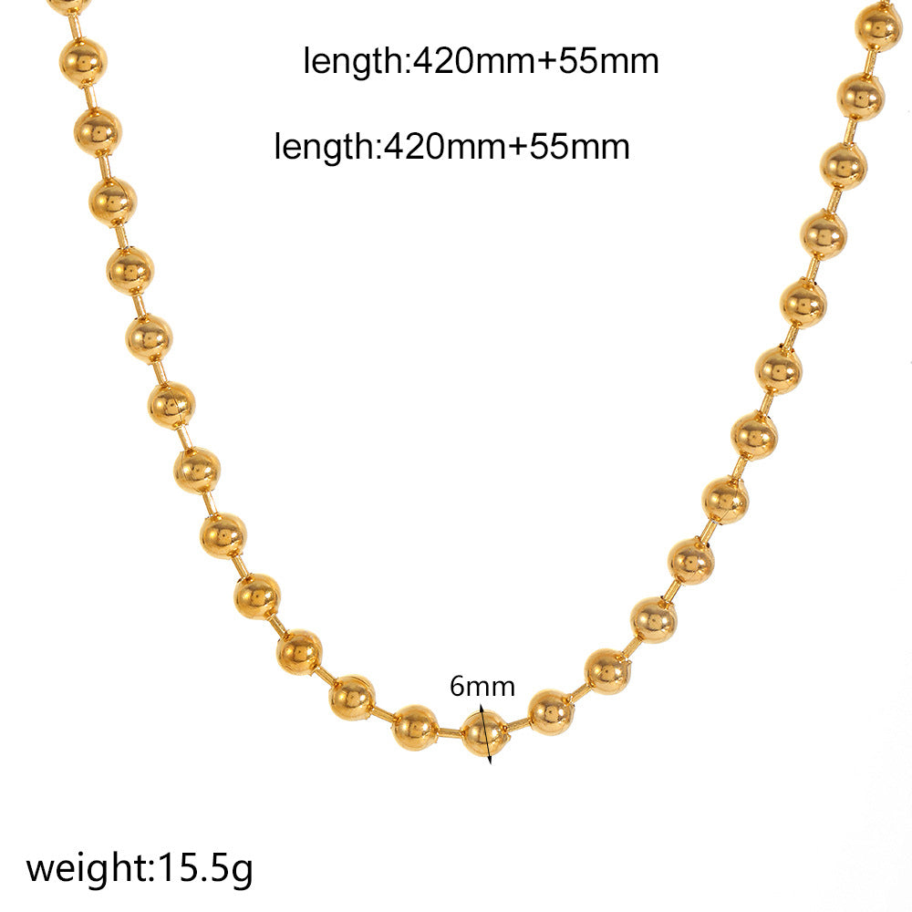 Wholesale Cross-border Europe and the United States love necklace ladies 18K gold color peach heart personality fashion pendant necklace titanium steel ball bead chain