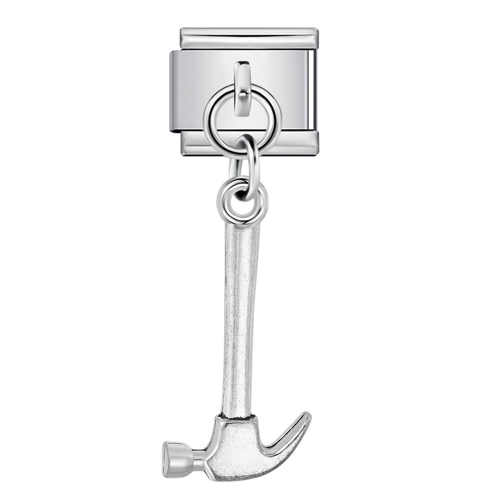 Wholesale 2PCS 9mm Italian Charm Starter Bracelets DIY Tool Shaped Pendant Stainless Steel Composable Bracelet