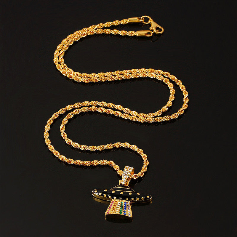 Wholesale Casual and Creative Ufo Spaceship Pendant Necklace