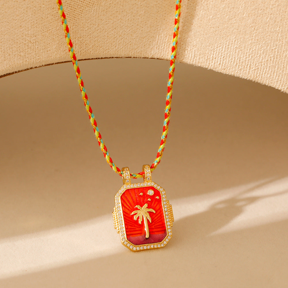 Wholesale Stainless steel Tarot TAROT Necklace with Drill Dropping Oil for Women