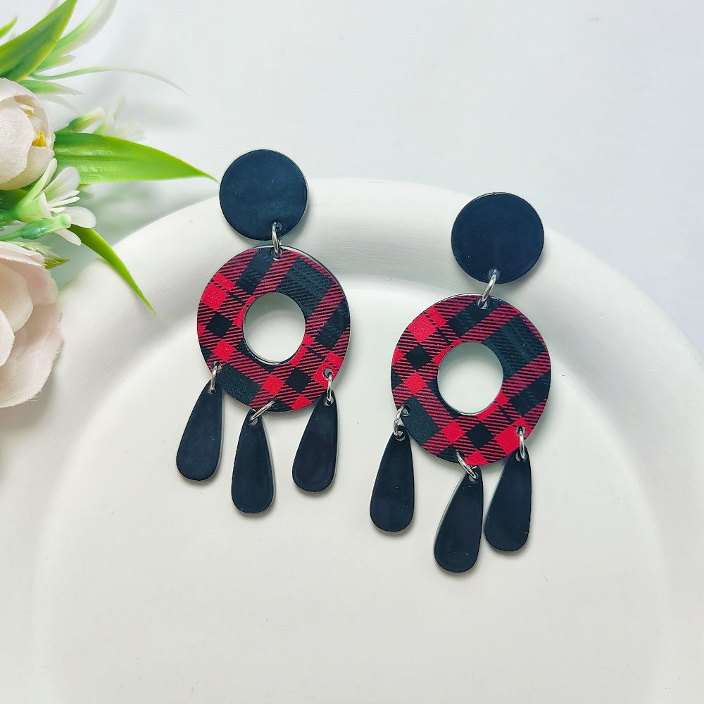 Wholesale Bohemian Style Hollow Stud Earrings Exaggerated Acrylic Earrings ACC-ES-Qiyu015