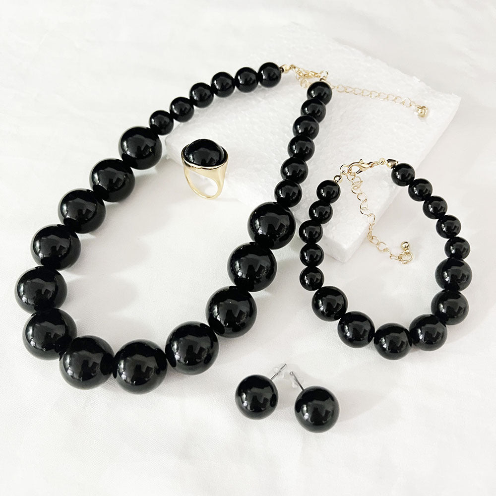 Wholesale Elegant Korean Pearl Necklace Earrings Set Bridal Jewelry Accessory Trendy Gift For Women Resale