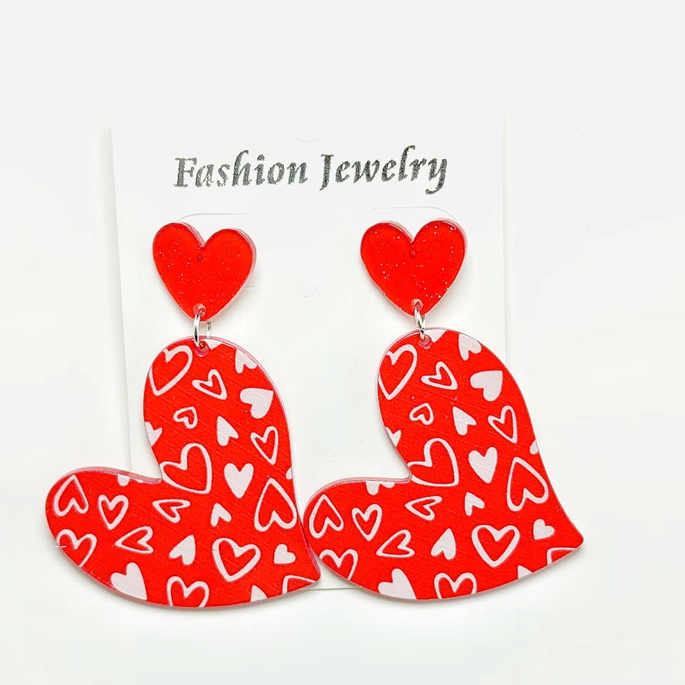 Wholesale Mother's Day Love Letters Heart Shape Acrylic Sheet Earrings ACC-ES-Qiyu008