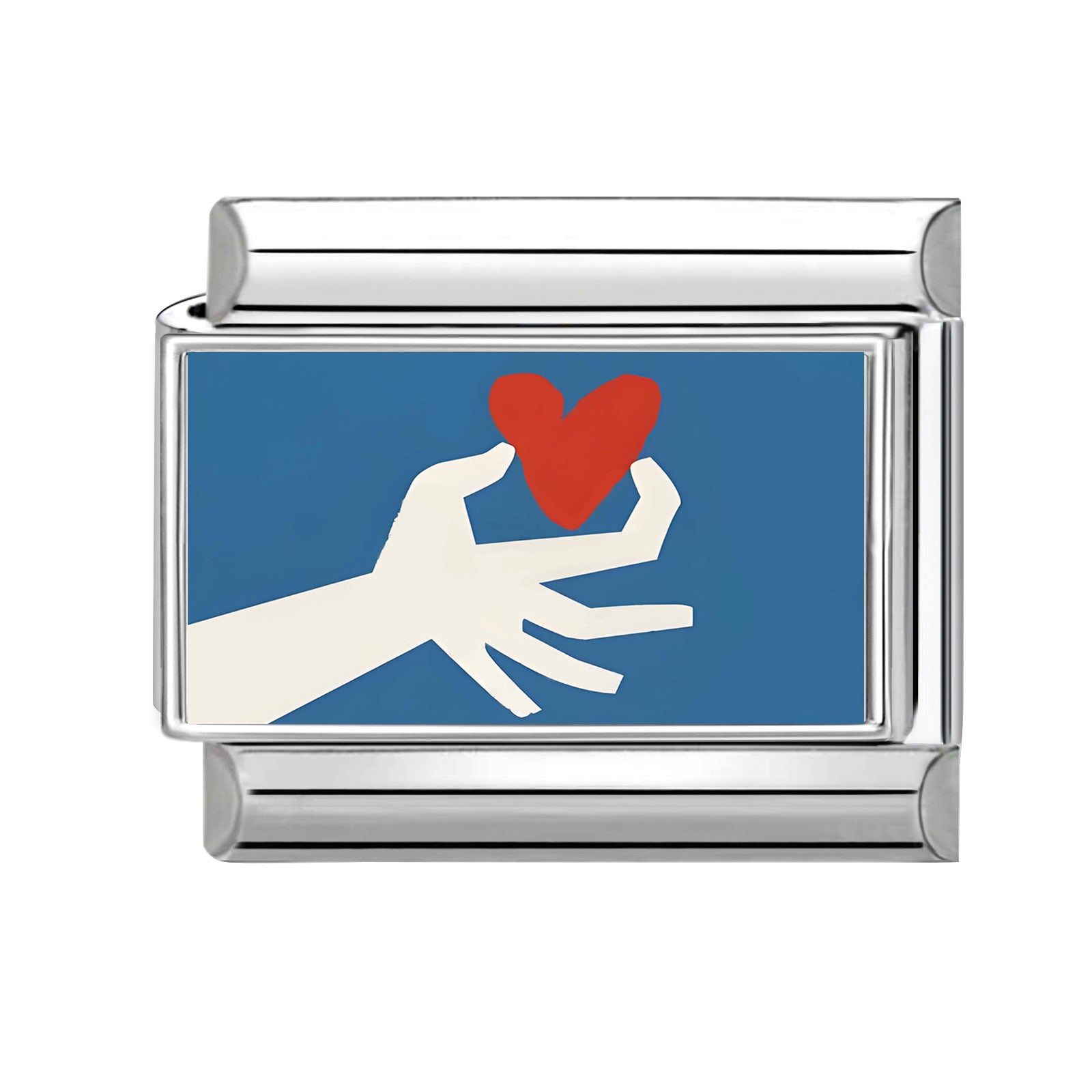 Wholesale Hearts and Love Italian Charms Blue series DIY square Single Section Creative Stainless Steel Composable Bracelet