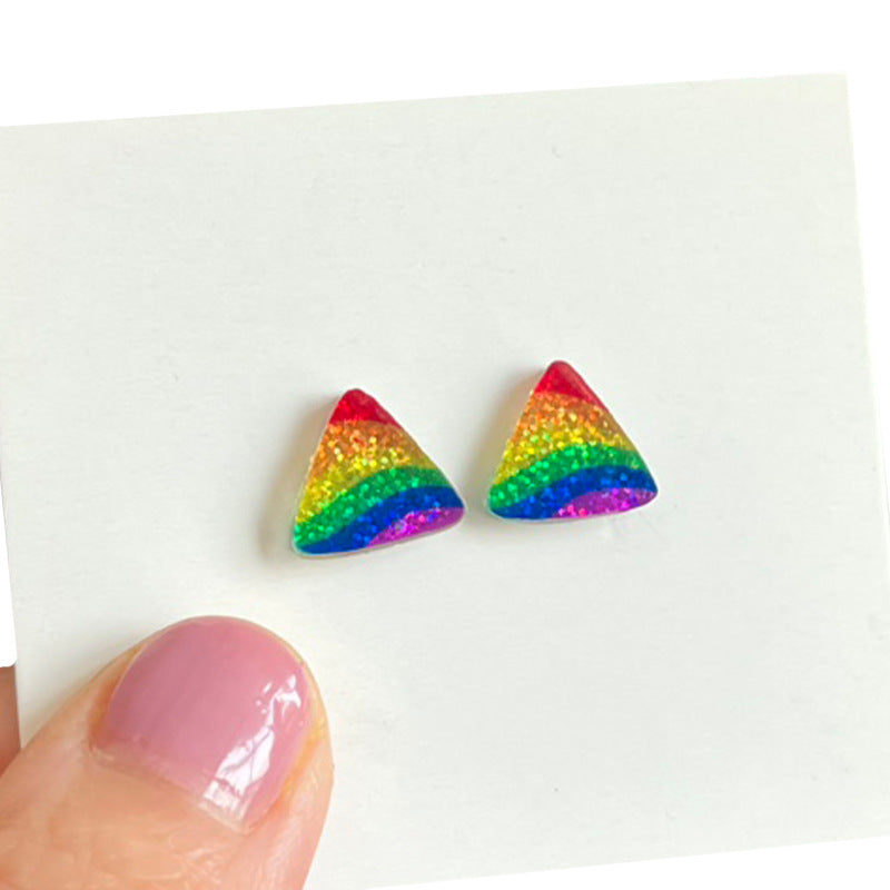 Wholesale  Rainbow Shiny Bright Small Earrings