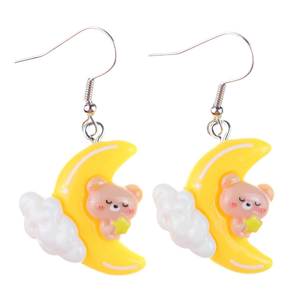 Wholesale  fun cartoon cute rocket bear star earrings