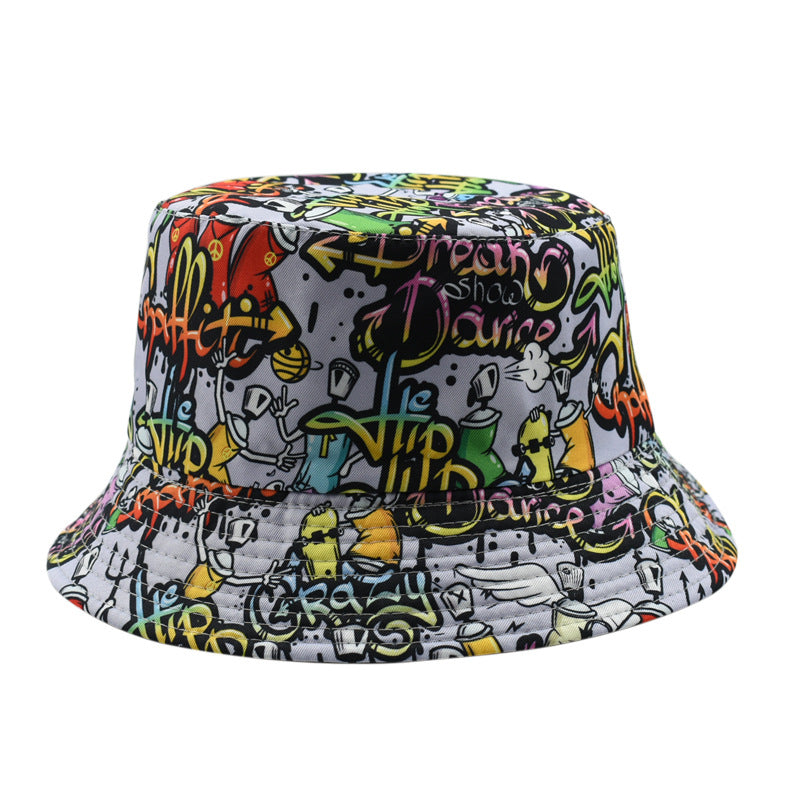 Wholesale Graffiti Fisherman Hat M Printed Hat Double-sided Bucket Hat