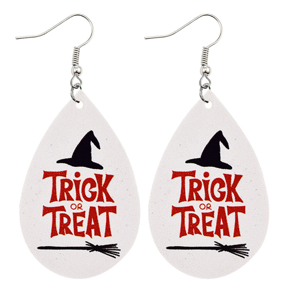 Wholesale Halloween Pumpkin Ghost Bat PU Leather Earrings ACC-ES-ChenY063