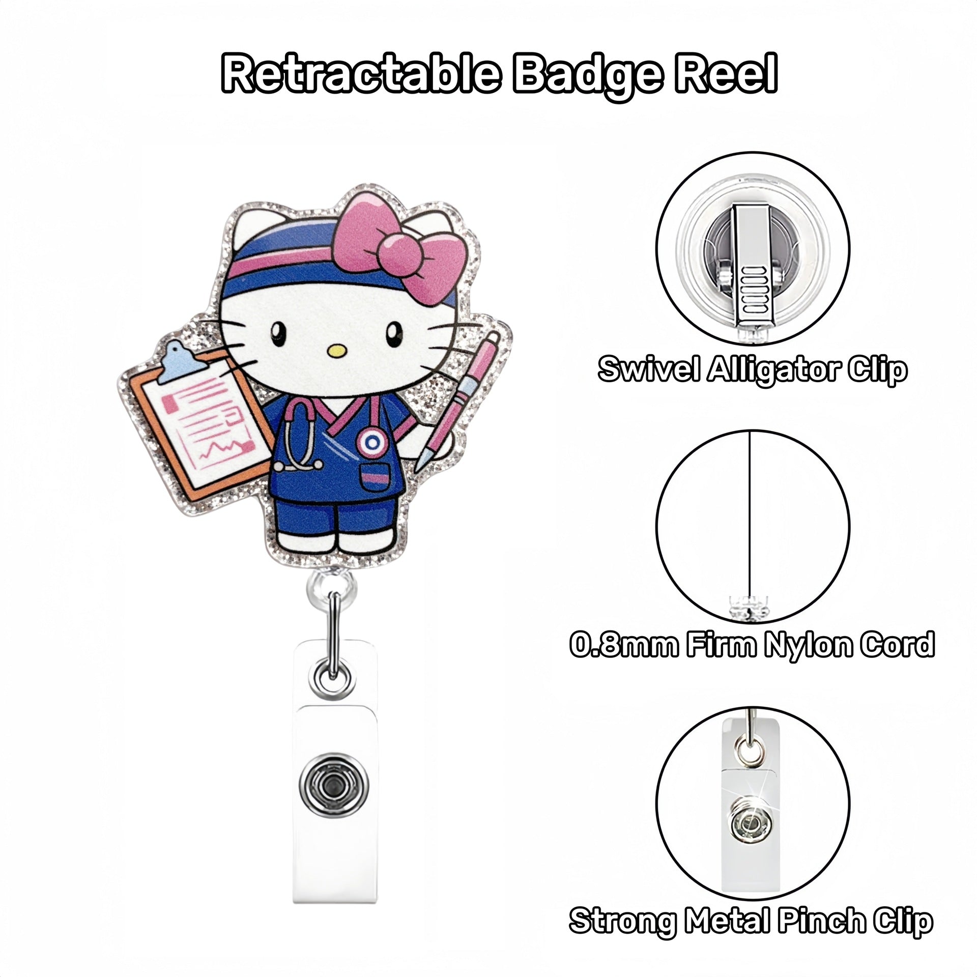 Wholesale Cute Cat Nurse Cartoon Badge Reels Keychains ACCVIP