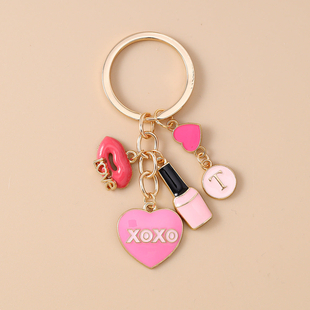 Wholesale Alloy Flower Lips Rose Heart Keychain