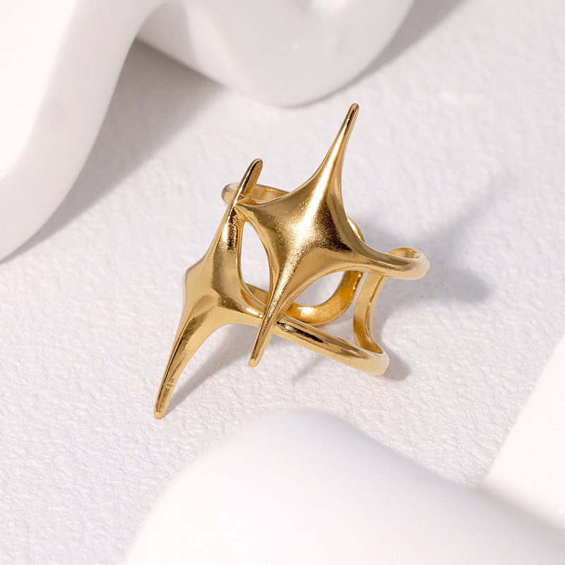 Wholesale Chic Stainless Steel Star Open Ring Everyday Jewelry Accessory