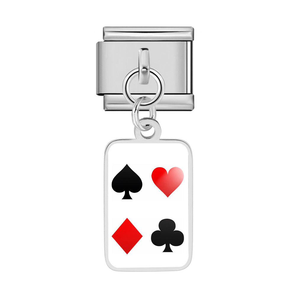 Wholesale Trendy Playing Card Pendant Stainless Steel Bracelet Fashion Accessory For Boutique Resale