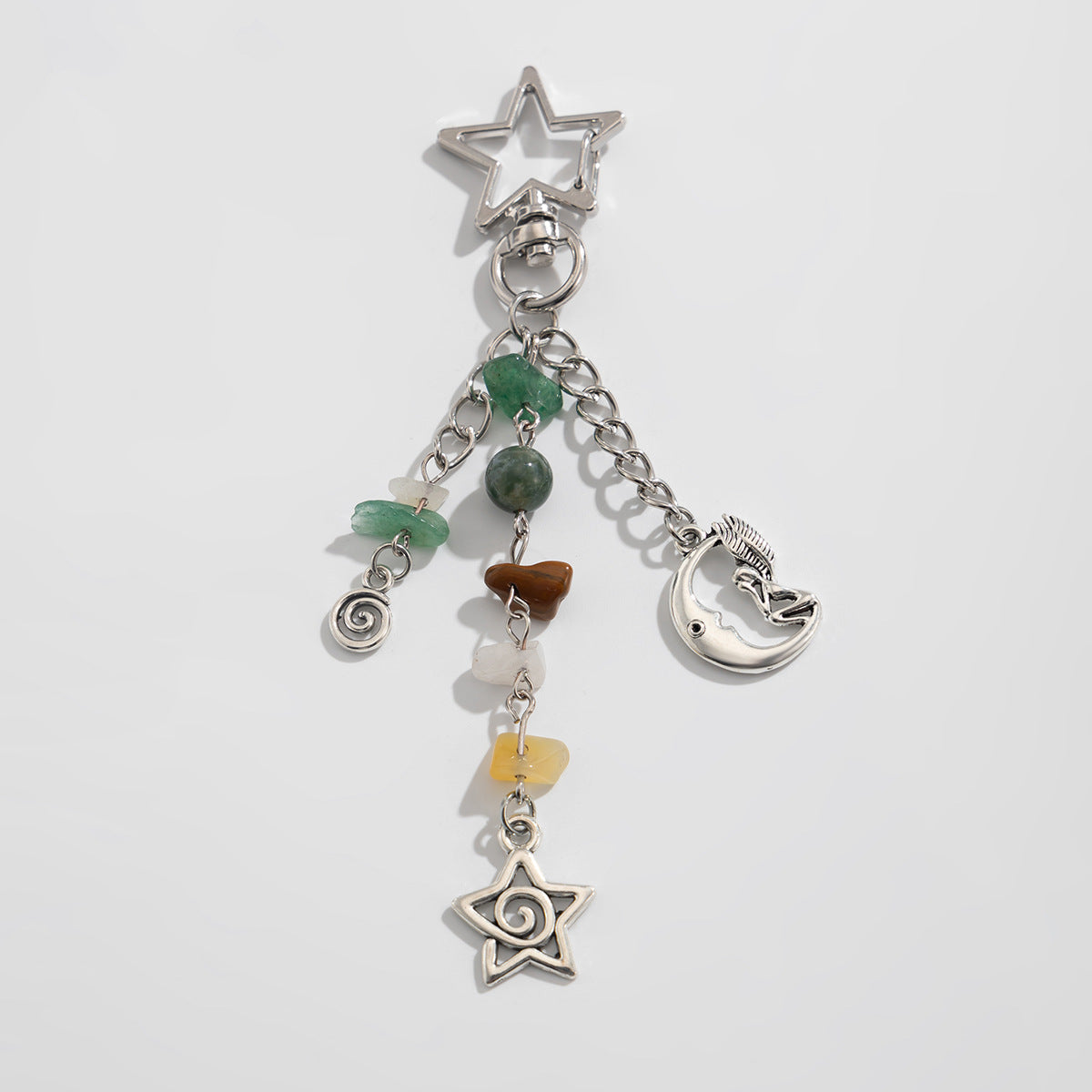 Wholesale geometric stars moon irregular gravel butterfly pendant keychain