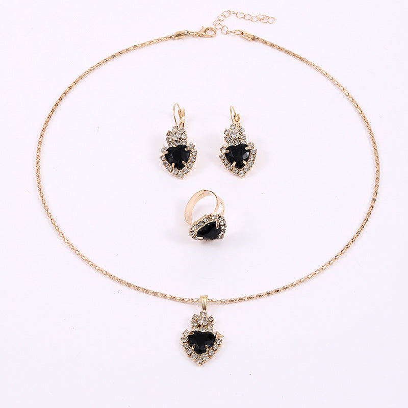 Wholesale Vintage Love Pendant Necklace Ring Earrings Three Piece Sets ACC-NE-ChaoKai006