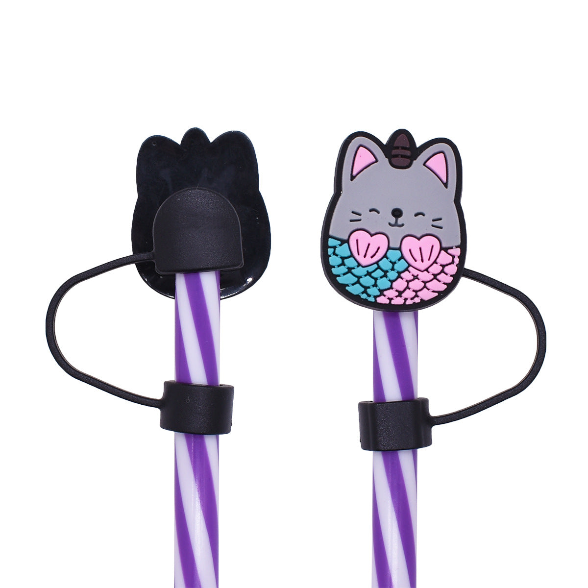 Wholesale Random 100pcs Cartoon Cute 10mm PVC Soft Straw Tube Cap ACC-SCR-RYY083