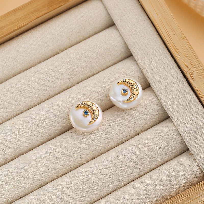 Wholesale  natural pearl earrings silver ear flowers butterfly earrings