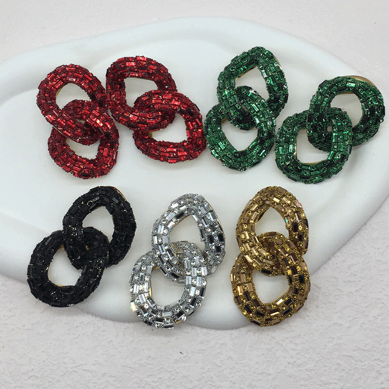 Wholesale Creative Chain Shape Diamond Colorful Earrings ACC-ES-KangD003