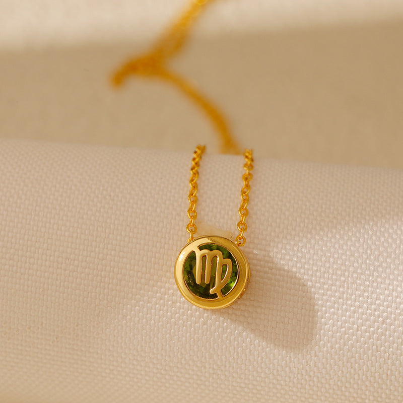 Wholesale Stainless steel Double-sided Hollow Twelve Constellations Necklace