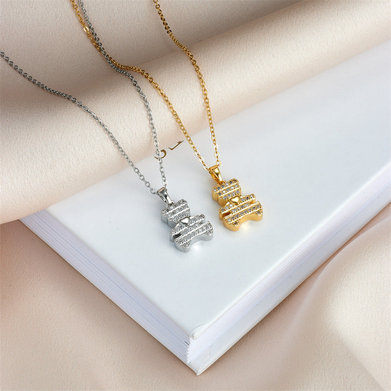 Wholesale titanium steel design cute bear pendant necklace ACC-NE-Rongc004