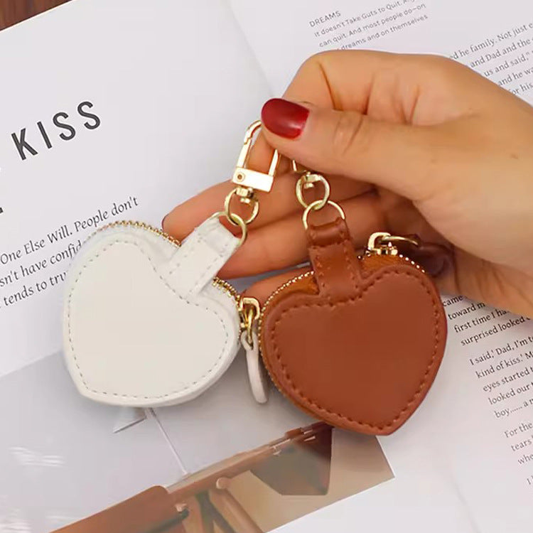 Wholesale Genuine Leather Heart Shape Zipper Ring Bag Keychains ACC-KC-Muqu001