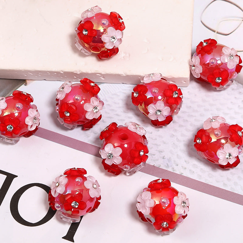 Wholesale of 5pcs Beaded Pen Accessories Pearl Flower Acrylic Beads ACC-BDS-BLG014