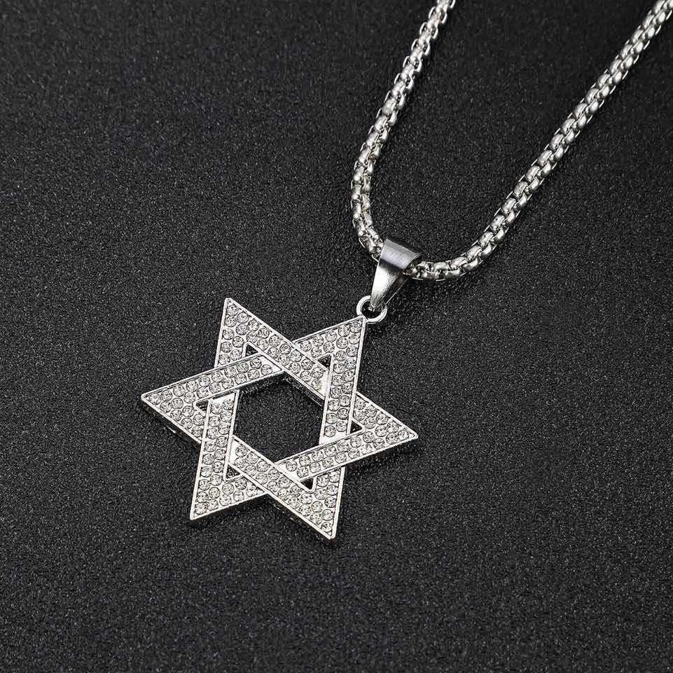 Wholesale Trendy Six-Pointed Star Pendant Necklace,  Diamond-Cut Zinc Alloy Fashion Accessory for Men and Women Layering Jewelry