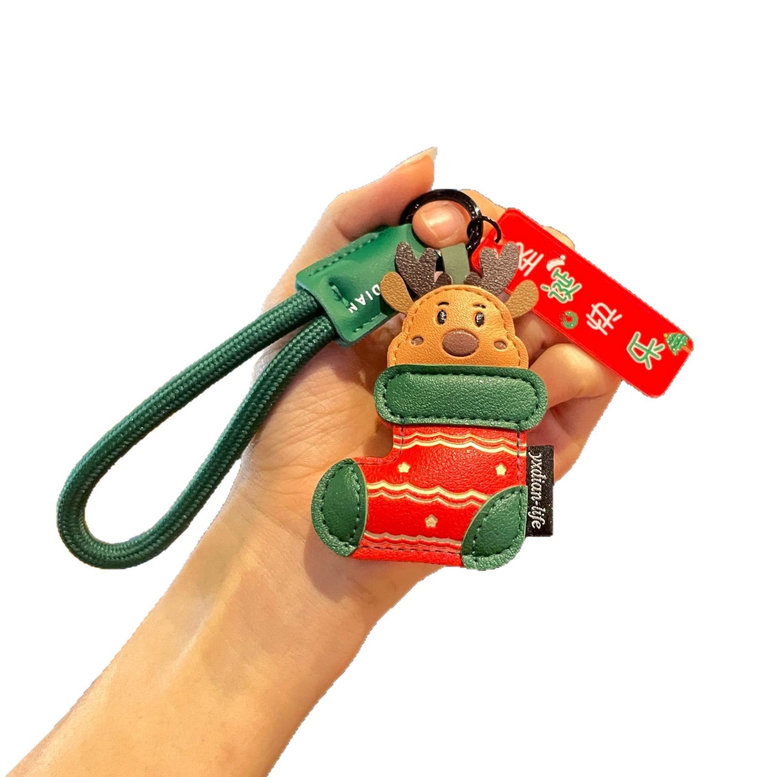 Wholesale Christmas decoration leather  keychain cute cartoon exquisite keychain