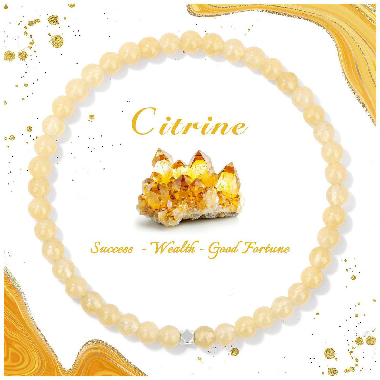 Wholesale Natural Crystal  Stainless Steel Beaded Stretch Rope Bracelet