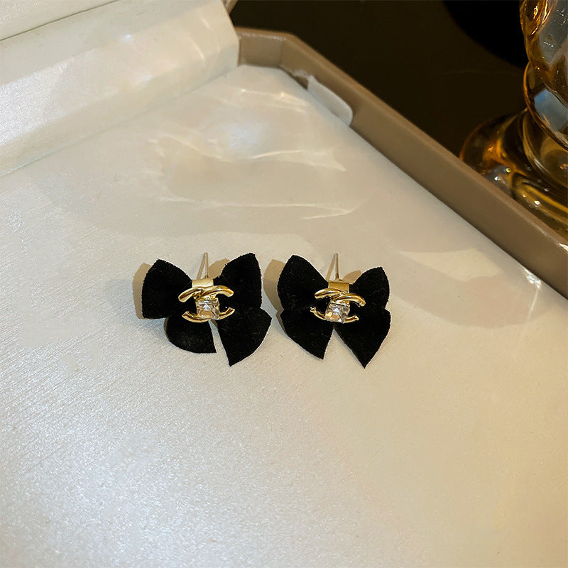 Wholesale Black Vintage Flower Butterfly Silver Needle Earrings ACCVIP-ES-KJ002