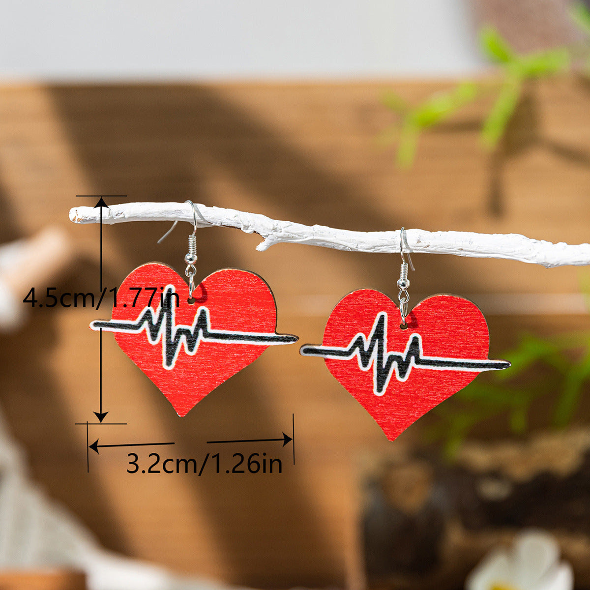 Wholesale Nurses Day Fun Needle-Shaped Stethoscope Printed Wooden Creative Earrings