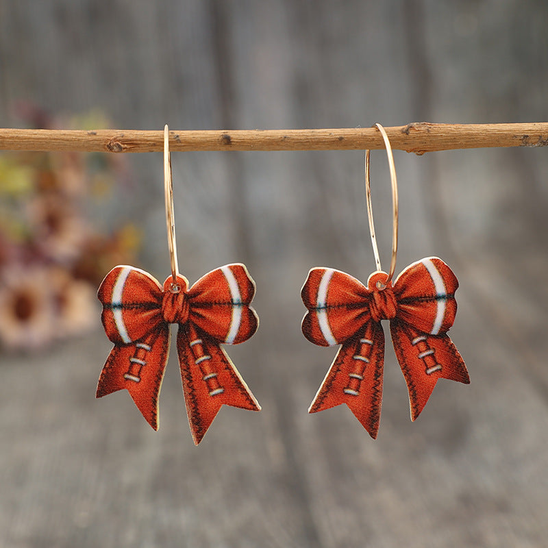 Wholesale Bow Rugby Acrylic Earrings