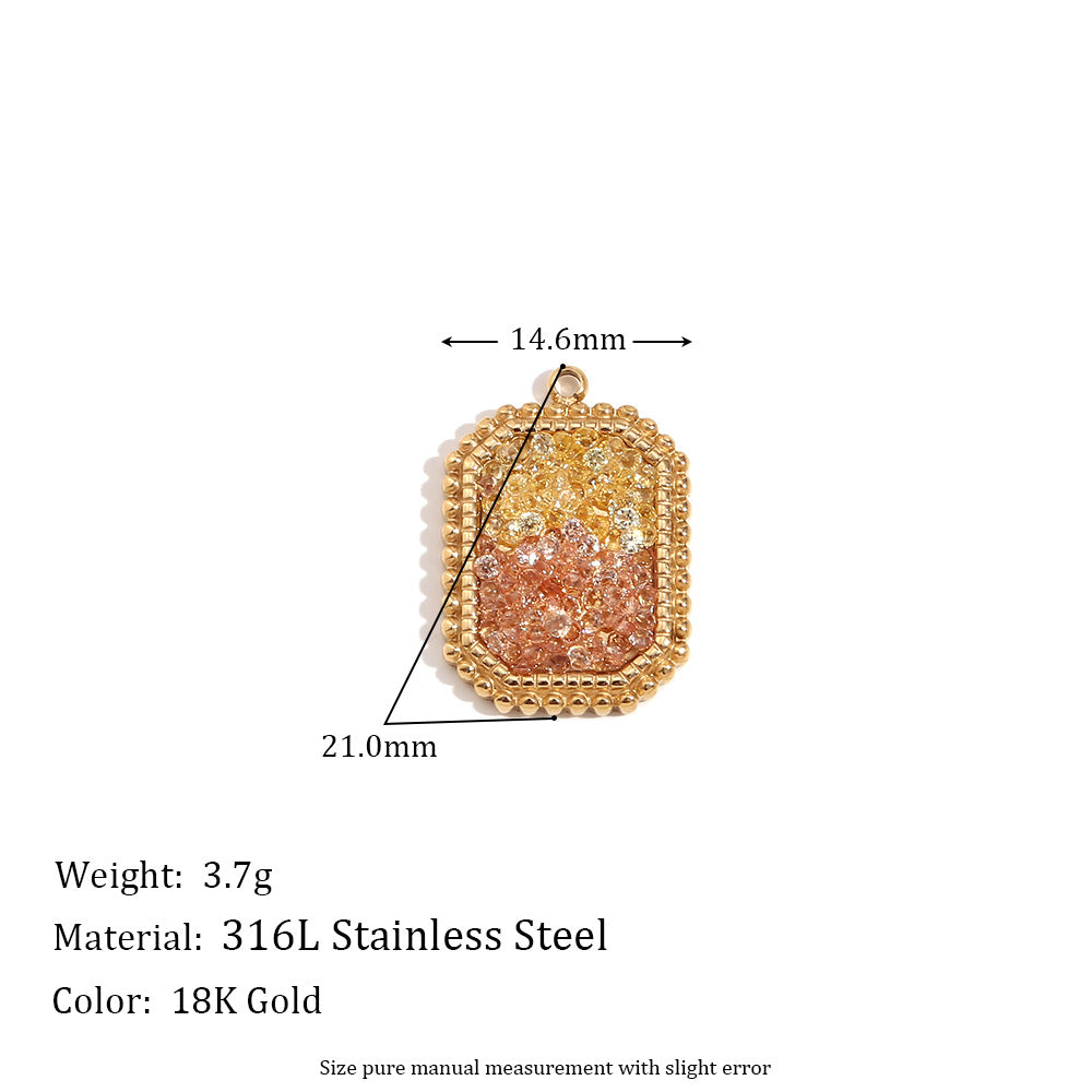Wholesale Mini Simple Stainless Steel Pendant 18K Gold Plated Pendant Micro-inlaid Color Diamond Heart Shaped Geometric Pendant ACC-PT-MengJ001