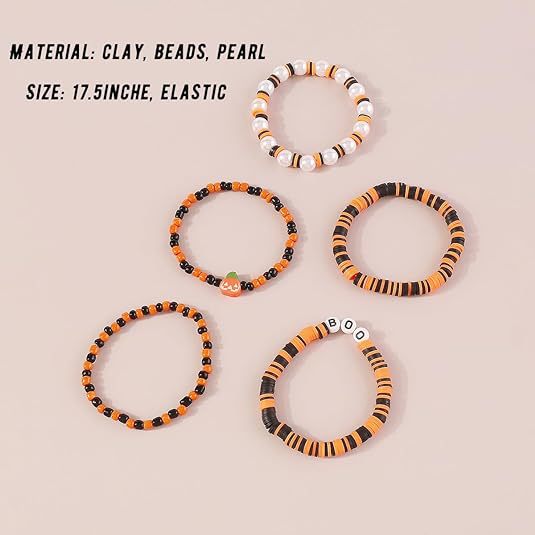 Wholesale Halloween Soft Ceramic Rice Beads 4mm Pumpkin Resin Bracelet ACC-BT-Xiny022