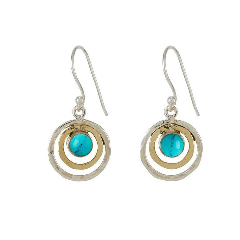 Wholesale Alloy Moonstone Earrings Personalized Retro Geometric Round Turquoise Earrings