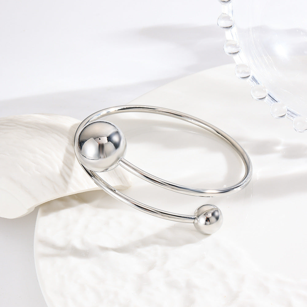 Wholesale  round bead double-layer open bracelet