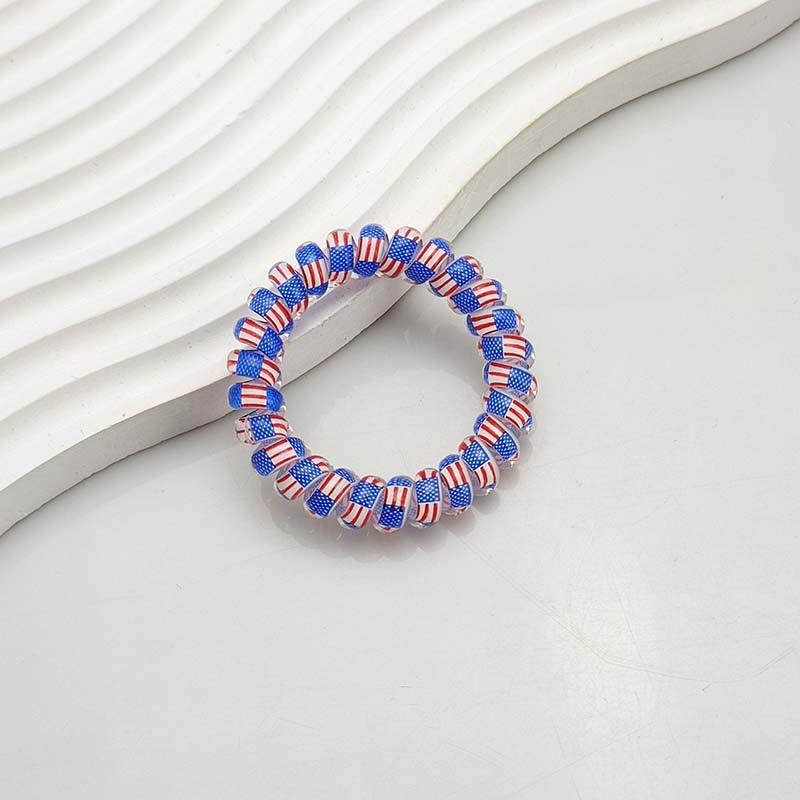 Wholesale American Flag Phone Wire Hair Tie Hair Scrunchies Independence Day ACC-HS-MengKa001