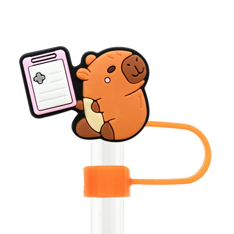 Wholesale Random 100pcs cartoon medical   10mm PVC Soft Straw Tube Cap