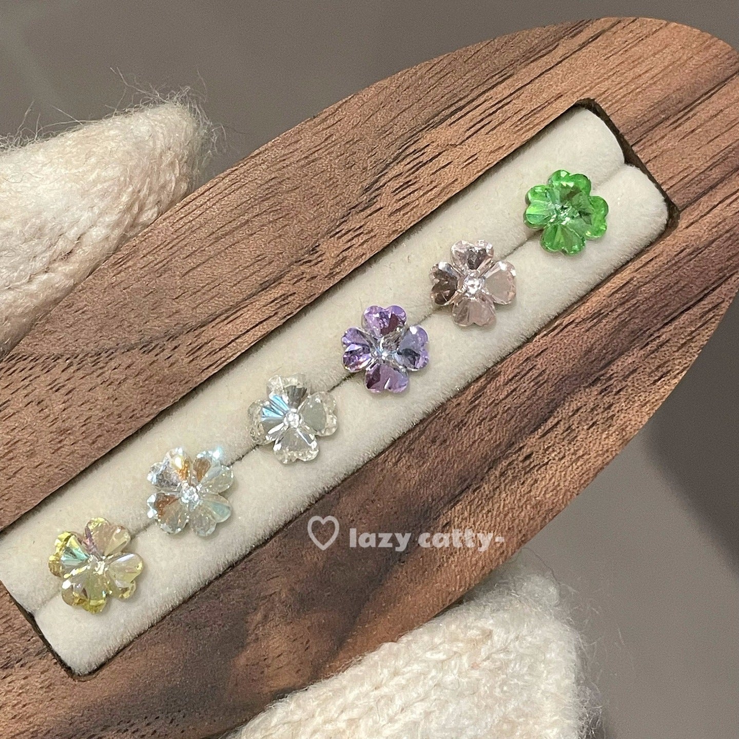 Wholesale Colorful four-leaf clover zircon ear bone studs titanium steel ear studs